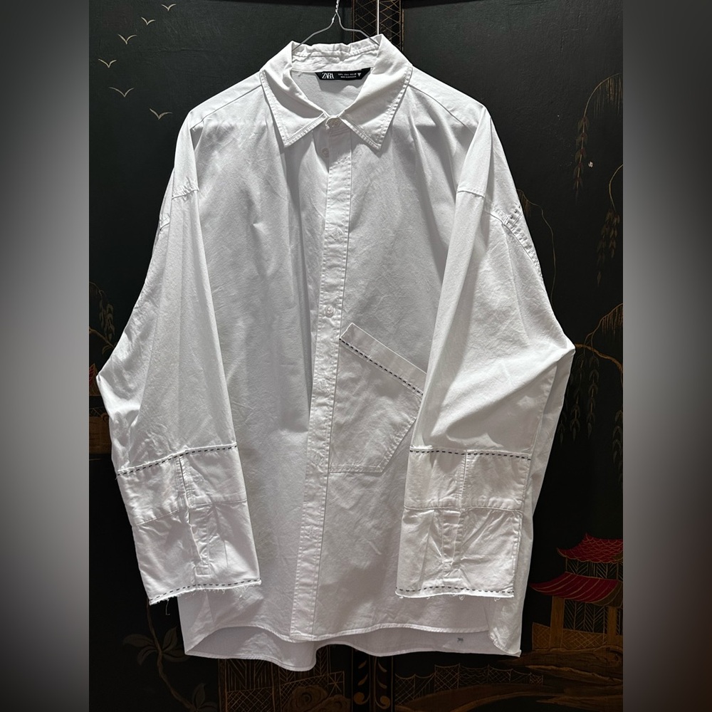 ZARA  Oversized Women’s Oxford with Black accent stitching -Size L